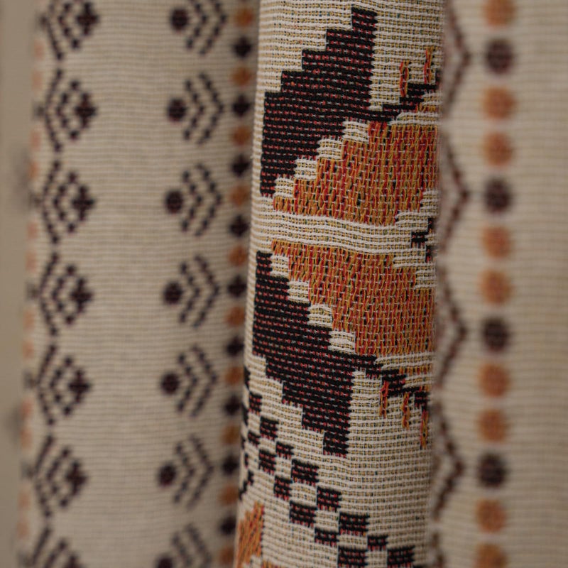 ENJOYBRIDAL Boho Western Curtains 84 Inch Length 2 Panels Geometric Patterned Drapes Bohemian Semi Sheer Rod Pocket Tassel Window Curtain Panels Bedroom Living Room Farmhouse Coffee Brown Vintage Rustic Curtains - Image 4