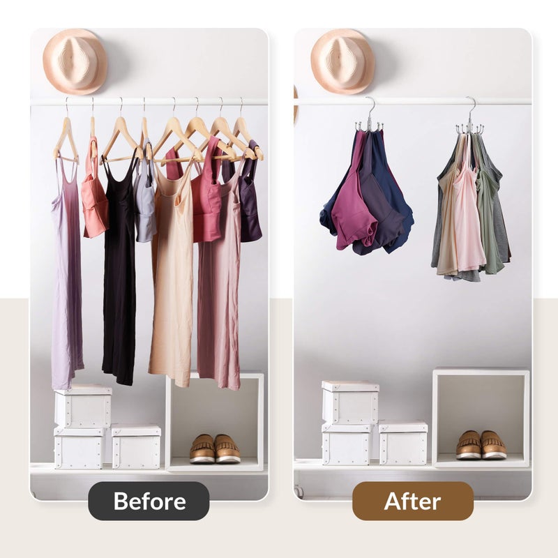ZEDODIER Tank Top Hanger, 2 Pack Rotatable Bra Organzier for Closet, Max 48 Storage Capacity Sport Bras Holder, Metal Space Saving Closet Organizers and Storage, Silver - Image 2