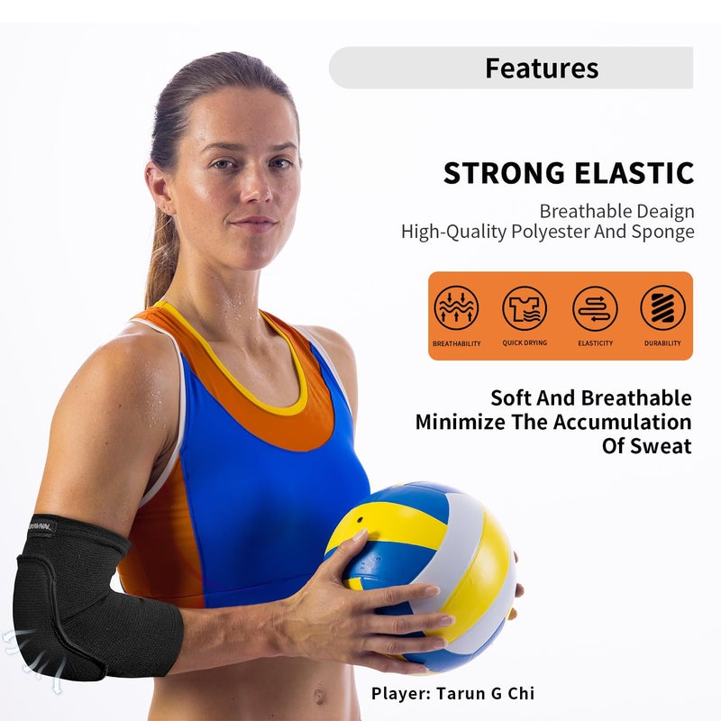 Peabownn Volleyball Elbow Pads Youth 2Xs-Xl - Kids Teens Elbow Protector With Thicken Sponge Breathable Padding Volleyball Dancing Skating Football Arm Pads S - Image 2