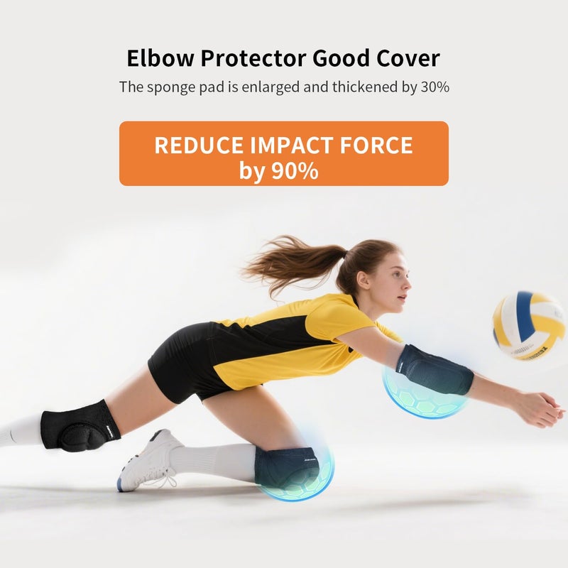 Peabownn Volleyball Elbow Pads Youth 2Xs-Xl - Kids Teens Elbow Protector With Thicken Sponge Breathable Padding Volleyball Dancing Skating Football Arm Pads S - Image 3