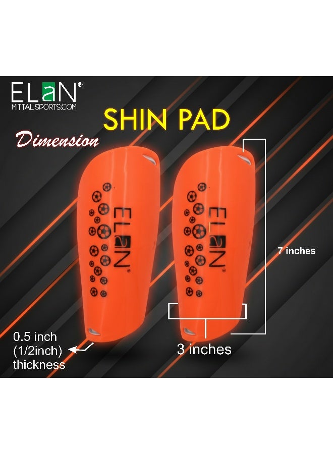 Elan Football Shin Guards For Boys & Kids - Durable Impact-Resistant Orange Shin Pads, Lightweight Ergonomic Protective Gear For Soccer Training & Matches (Ages 6-12 Years) - Image 2