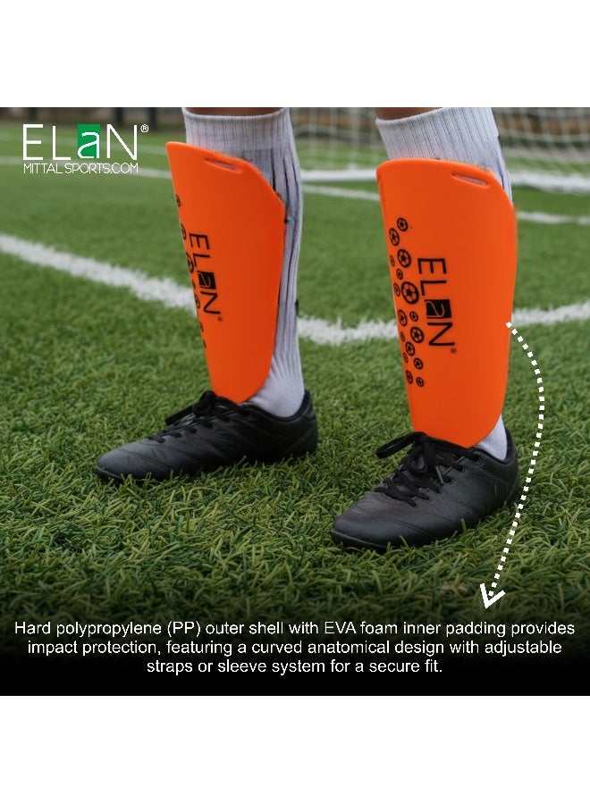 Elan Football Shin Guards For Boys & Kids - Durable Impact-Resistant Orange Shin Pads, Lightweight Ergonomic Protective Gear For Soccer Training & Matches (Ages 6-12 Years) - Image 5