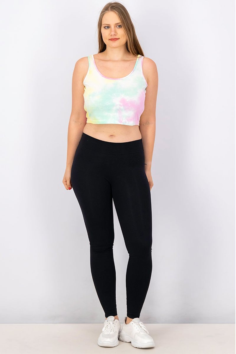 XOXO Women U,Neckline Sleeveless Tie Dye Crop Top, Pink Combo - Image 2