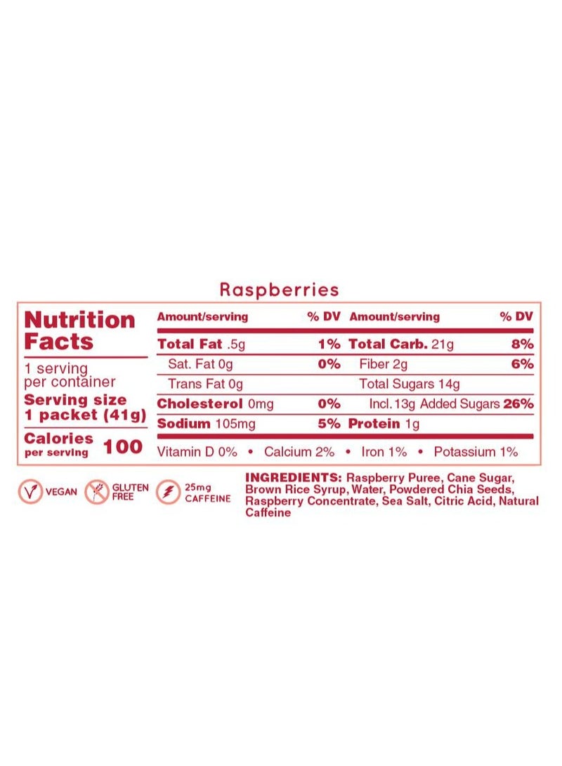 Huma Chia Energy Gel - Raspberries - 9 count x 42g - 21gr Carbs, 105mg Sodium, 1x Caffeine, 25mg Caffeine, 100% All Natural, Vegan, Gluten Free - Pack of 9 - Image 2