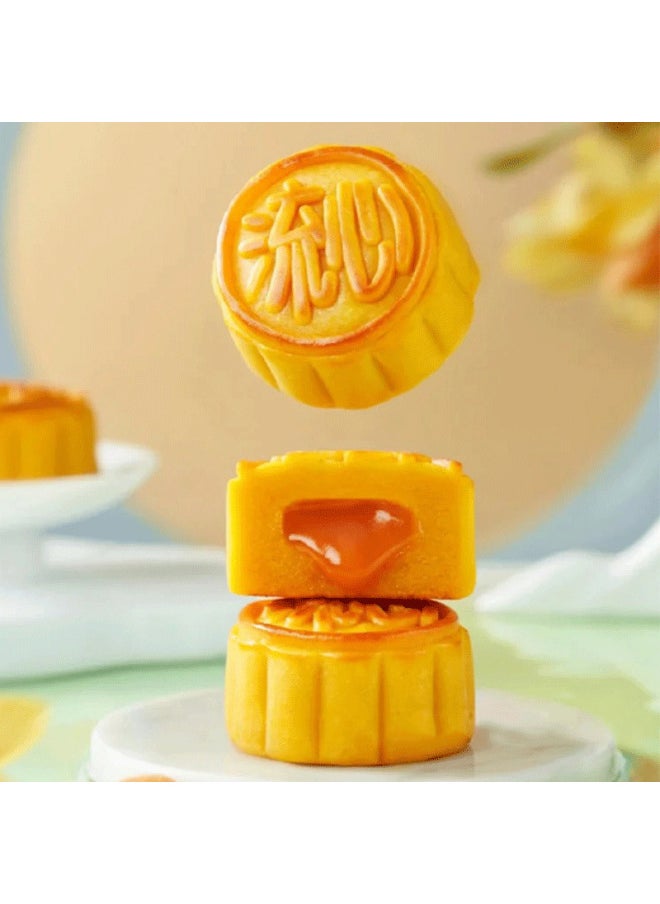 Generic Flow Heart Moon Cake Mold New 2024 Pressing Ice Skin Milk Yellow Hand Pressing Household Commercial Mini Ruyi Square Mid-Autumn Festival-Specifications:50g Corner Flow Center [1 Barrel 1 Piece]]-Color:Milky White  - Image 3