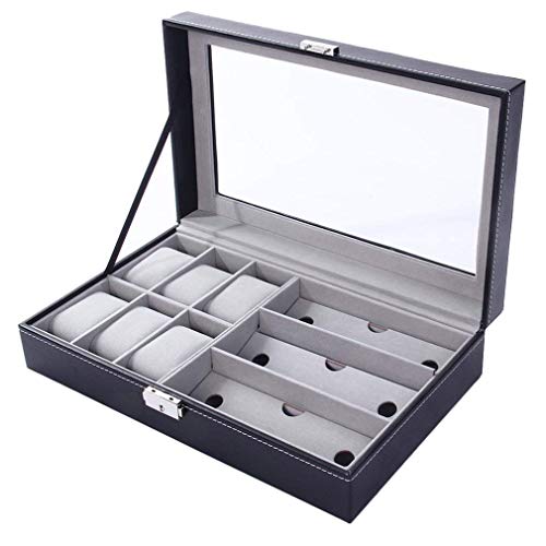 Divinext Wrist Watch and Gogles Organizer Box Case,33 X 20 X 8 cm, Black - Image 5