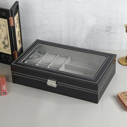 Divinext Wrist Watch and Gogles Organizer Box Case,33 X 20 X 8 cm, Black - Image 2