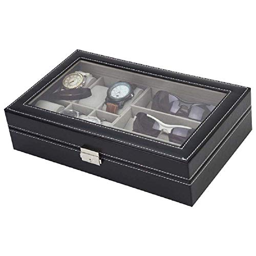 Divinext Wrist Watch and Gogles Organizer Box Case,33 X 20 X 8 cm, Black - Image 3