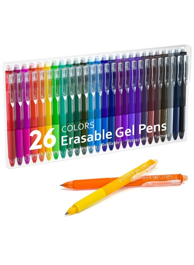 Lineon Erasable Gel Pens, 26 Colors Retractable Erasable Pens Clicker, Fine Point, Make Mistakes Disappear, Assorted Color Inks For Drawing Writing Planner And Crossword Puzzles - Image 1