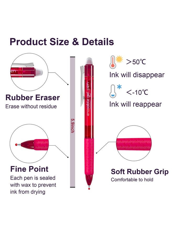 Lineon Erasable Gel Pens, 26 Colors Retractable Erasable Pens Clicker, Fine Point, Make Mistakes Disappear, Assorted Color Inks For Drawing Writing Planner And Crossword Puzzles - Image 3