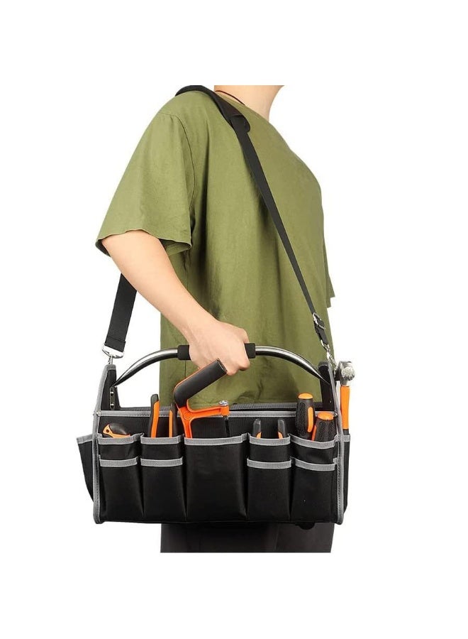 general Electrician Open Top Tool Tote Bag, Electric Tool Carrier Carrying with 21 External Pockets for Plumbers, Bolsa De Herramientas Para Electricista with Steel Handle and Shoulder Strap - Image 5