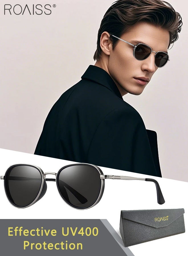 رويس نظارات شمسية مستقطبة للرجال، نظارات شمسية للحماية من الأشعة فوق البنفسجية 400 بإطار من الفولاذ المقاوم للصدأ، نظارات شمسية عصرية مضادة للتوهج للرجال أثناء القيادة والصيد والسفر، مقاس 52 مم - Image 1