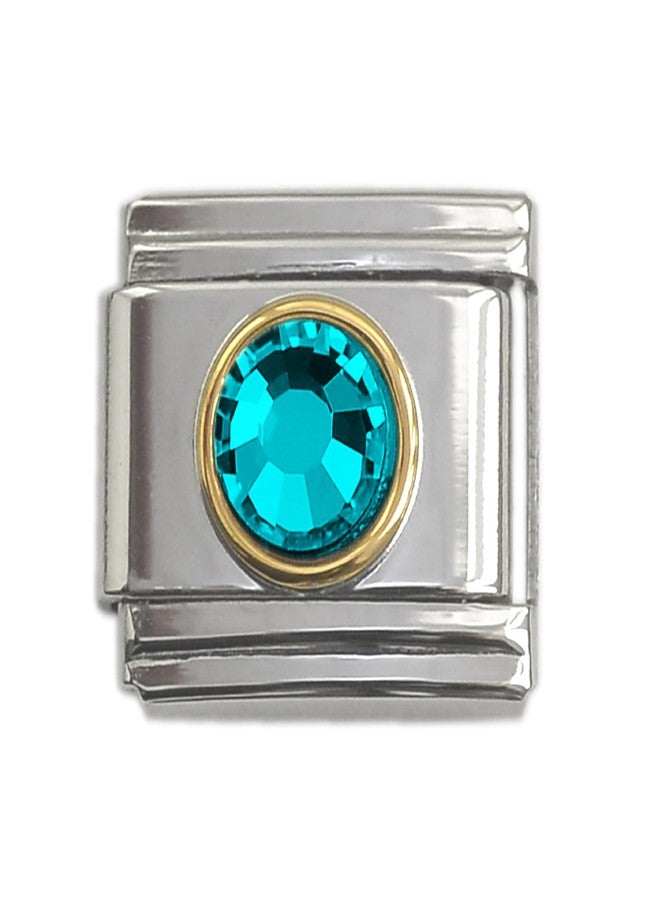 Dolceoro December Birth Month Charm Link Jewelry, Italian Modular, 2-Tone Stainless Steel - Image 1