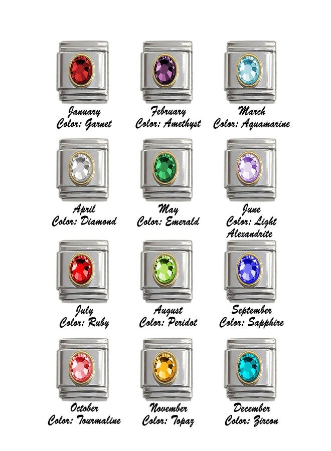 Dolceoro December Birth Month Charm Link Jewelry, Italian Modular, 2-Tone Stainless Steel - Image 5