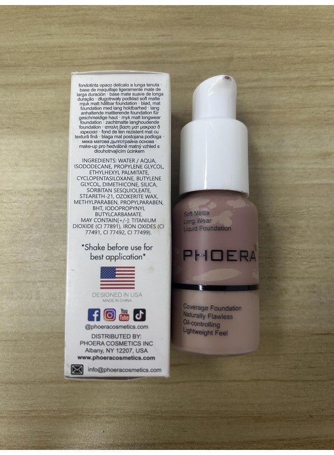 Phoera Foundation Makeup Naturally Liquid Foundation Full Coverage Mattle Oil Control Concealer 8 Colors Optionalgreat Choice For Gift (2Pcs 104 Buff Beige) - Image 4