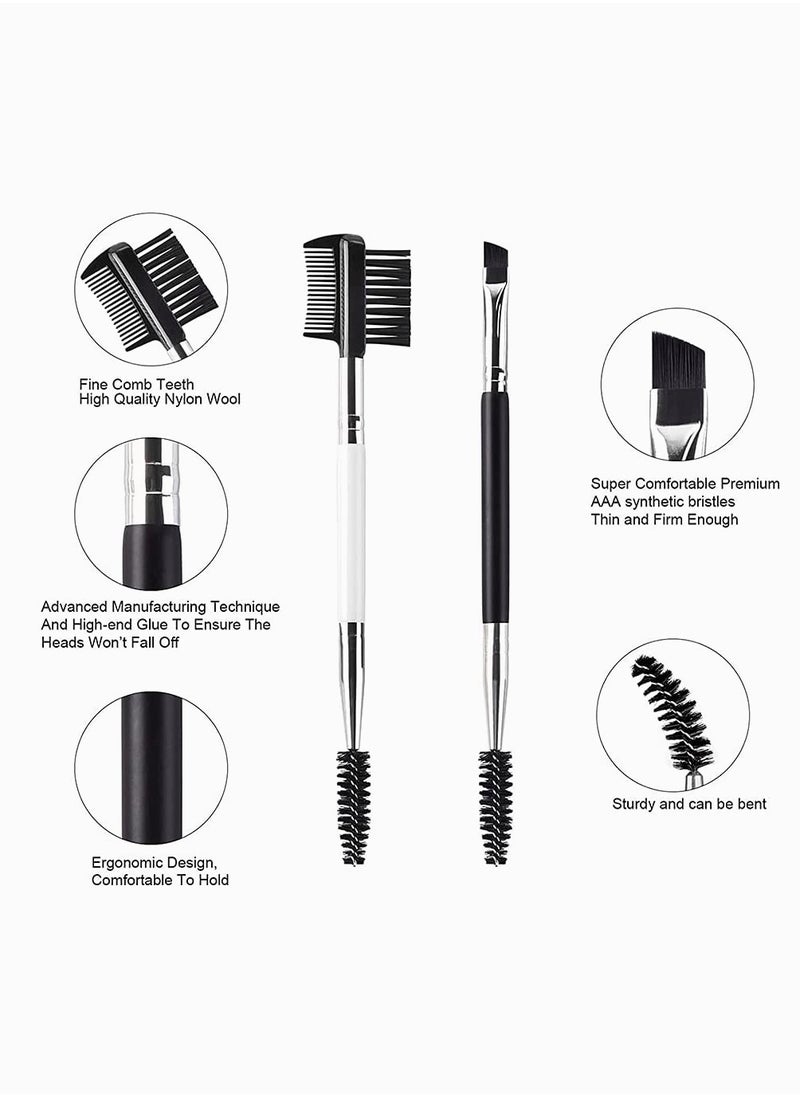 Professional Eyebrow Brush and Comb Set for Precise Application 2Pcs Spoolie Brush and Angled Eyebrow Brush Kit