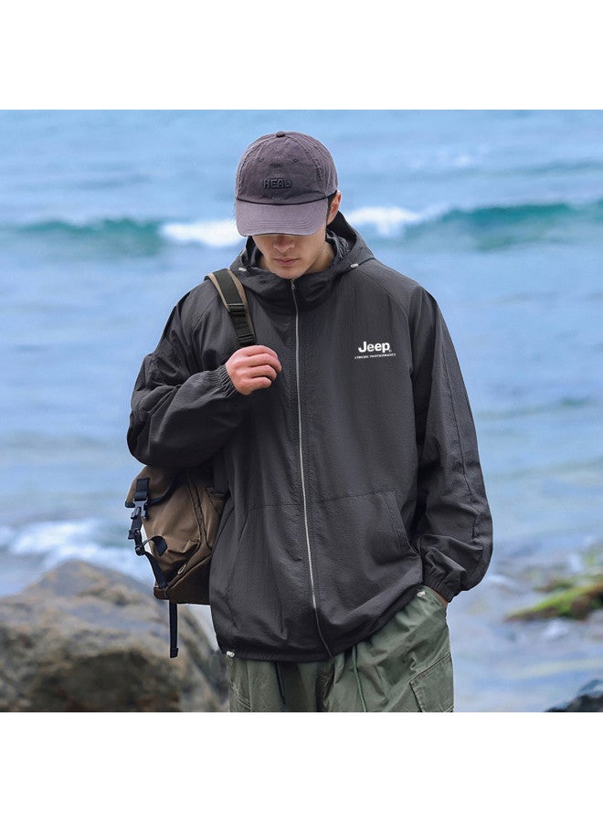 Jeep Ice Silk Sun Protection】men's Uv-blocking Outdoor Skin Jacket - Breathable, Cool, Loose & Lightweight Sunscreen Coat - Image 2