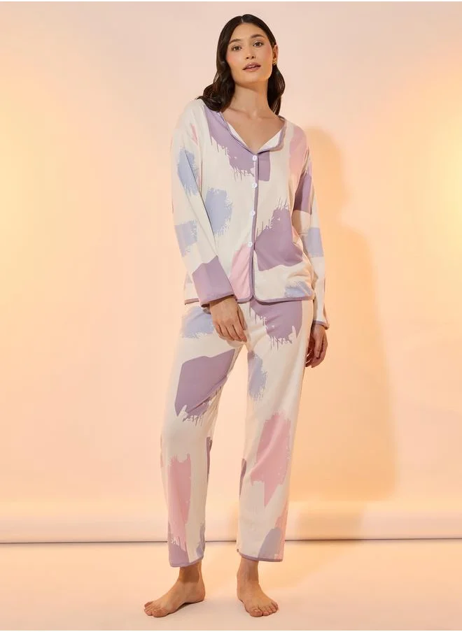 Take Two Take Two All Over Print Shirt and Pyjama Set