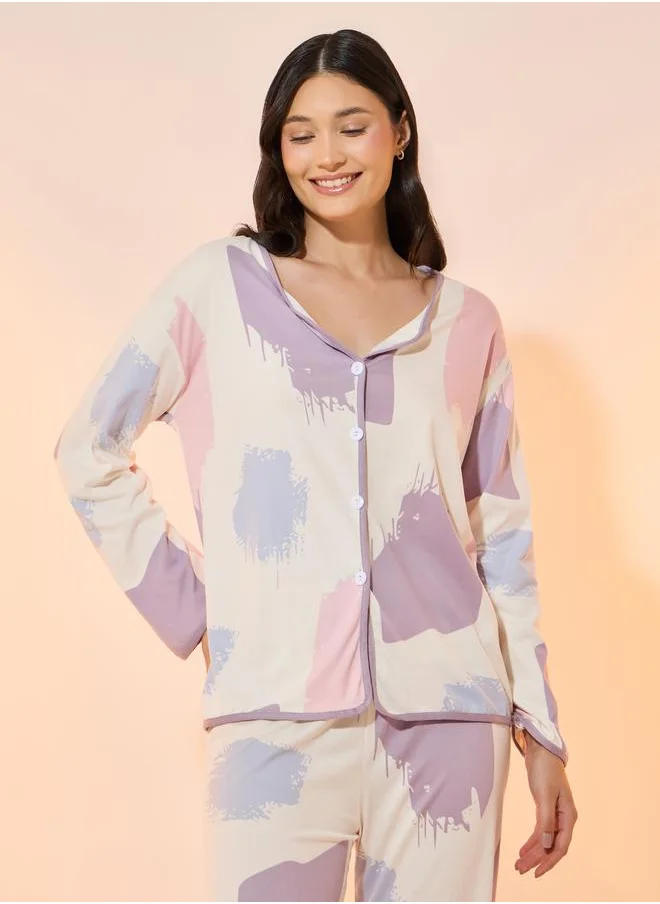 Take Two Take Two All Over Print Shirt and Pyjama Set