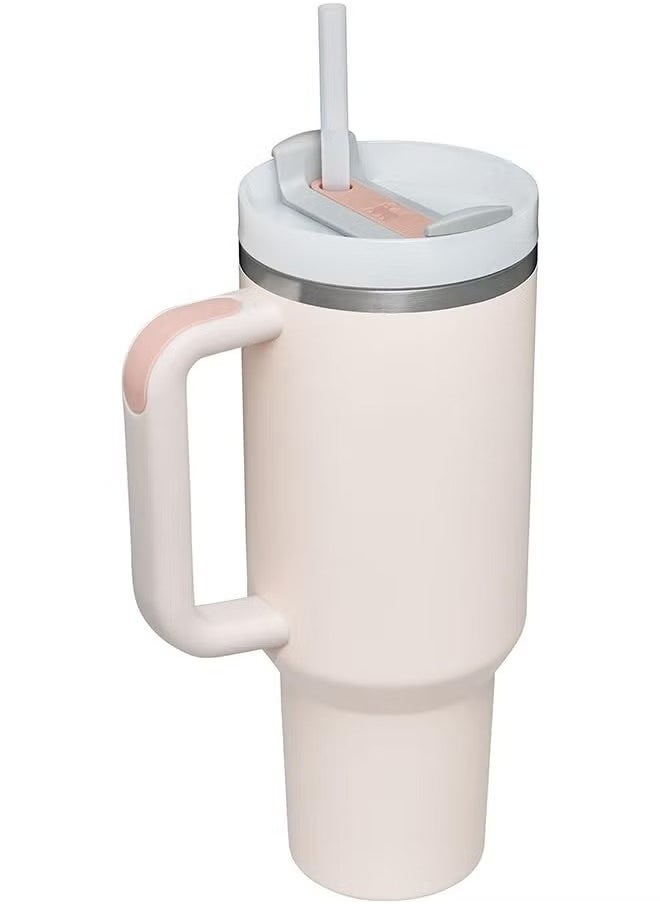 Stanley - 40oz Stanley Quencher H20 Flowstate Stainless Steel Vacuum Insulated Tumbler with Lid and Straw for Water, Iced Tea or Coffee, Smoothie and More, Cream (Rose Quartz) - Image 1
