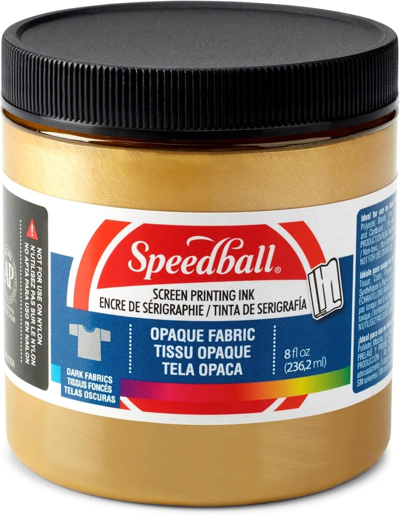 Speedball Opaque Fabric Screen Printing Ink, Gold, 8 Fluid Ounces - Image 1