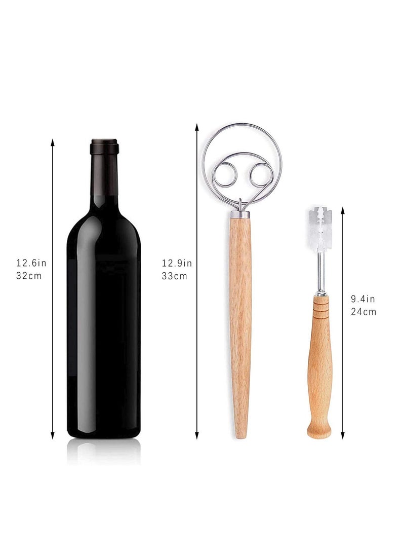 KASTWAVE Bread Lame and Large Danish Dough Whisk Set, With 5 Replacement Blades and Leather Protective Cover Stainless Steel Bread Making Tools for Pastry, Baking Cake  - Image 5