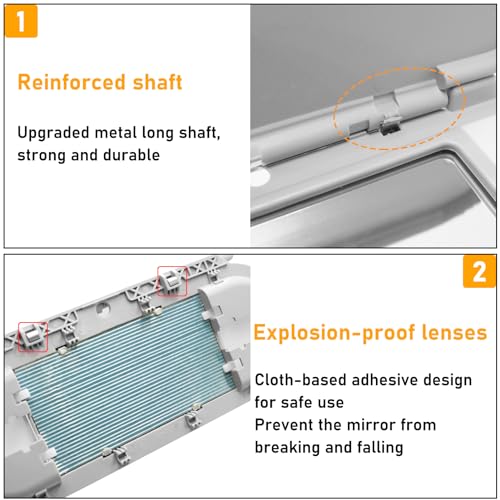 Abodvu Sun Visor Vanity Mirror Cover Compatible with Mini Cooper & Cooper S Clubman Hatchback Countryman F55 F56 F60 2015-2022(3nd Gen),1PC Sun Visor Vanity Mirror Replacement for Left/Right Side,Gray - Image 4