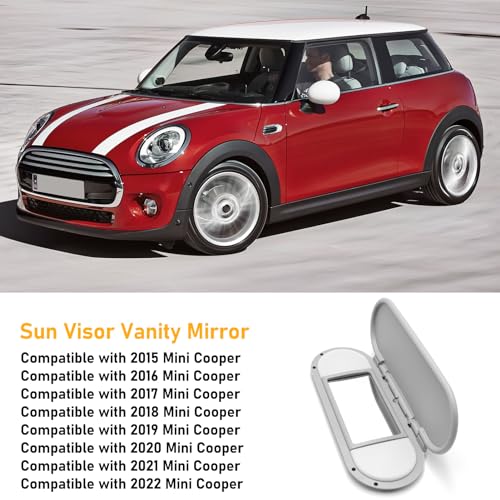 Abodvu Sun Visor Vanity Mirror Cover Compatible with Mini Cooper & Cooper S Clubman Hatchback Countryman F55 F56 F60 2015-2022(3nd Gen),1PC Sun Visor Vanity Mirror Replacement for Left/Right Side,Gray - Image 2