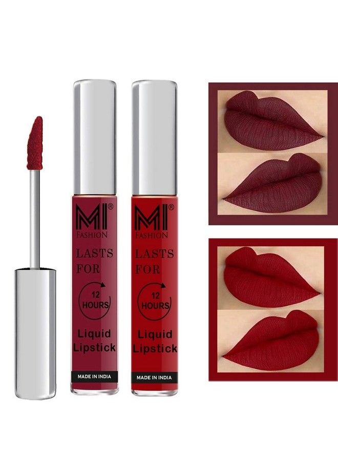 MI FASHION Lipstick Combo Offers Liquid Matte Red Matte Lipstick Red Lipsticks Long Wearing Smudge Proof Combo Of 2 Pcs  - Image 1
