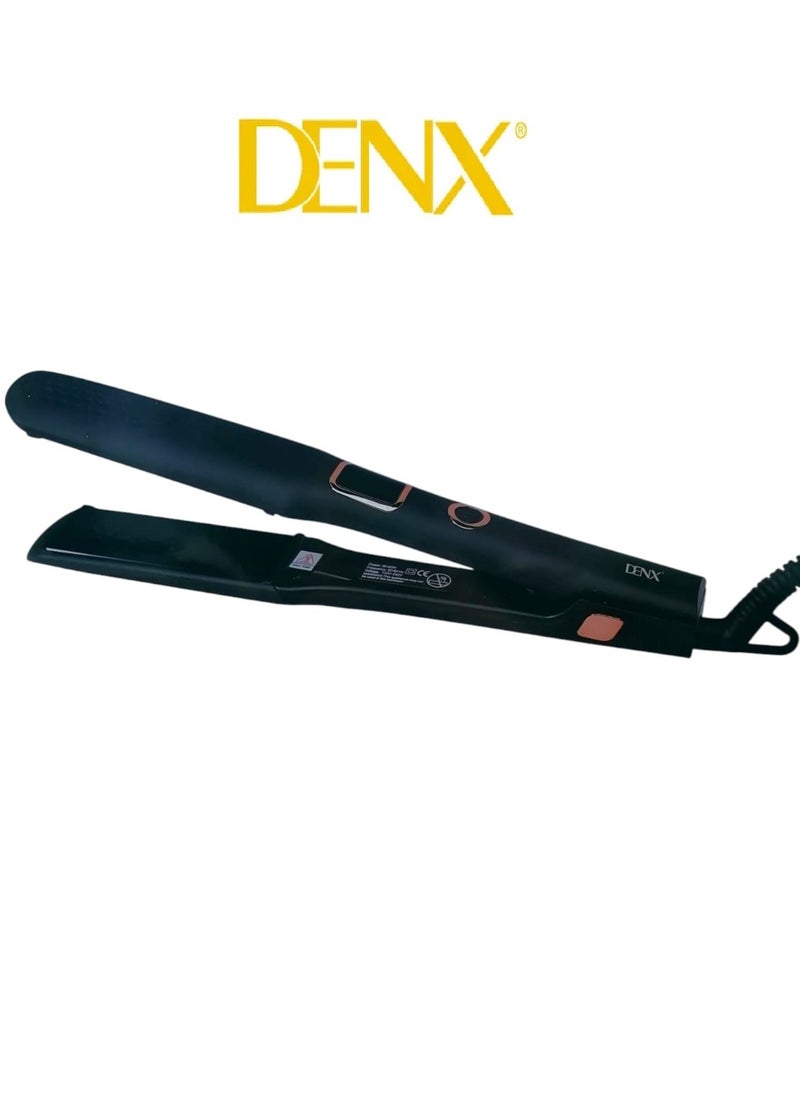 Denx - Hair straightener with digital display and five temperature settings from 140 to 220 in black/pink - Image 1