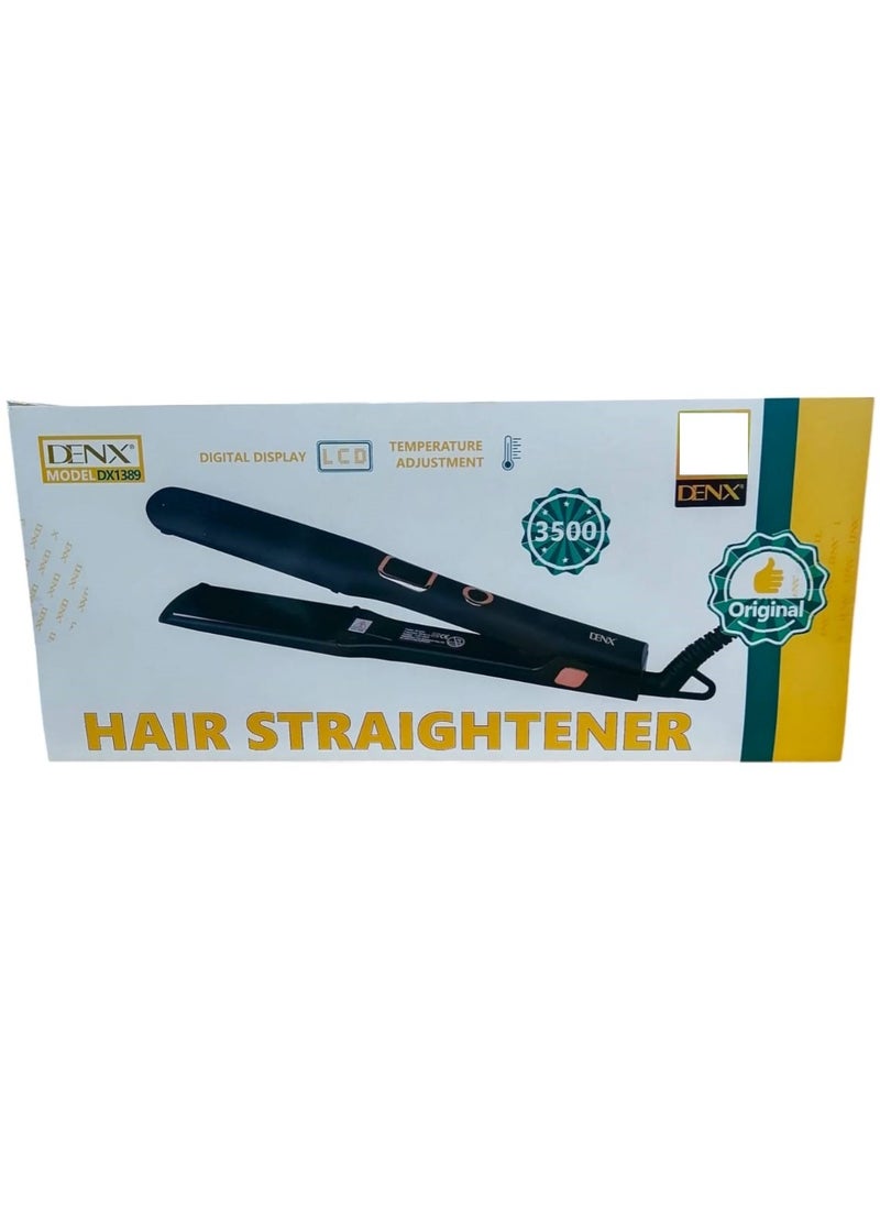 Denx - Hair straightener with digital display and five temperature settings from 140 to 220 in black/pink - Image 1