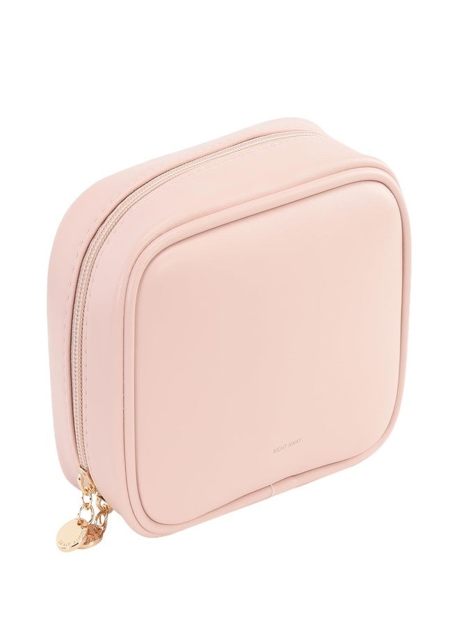 RIGHT AWAY Makeup Bag,Travel Cosmetic Bag Organizer with Zipper,Waterproof Toiletry Bags Makeup Pouch for Purse, Small Make Up Bag &Cases with Compartments for Women Girls, AA-Pink, Feminine, Modern - Image 1