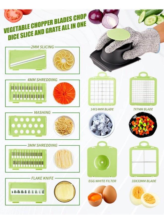 Vegetable Chopper，Multifunctional Mandoline Vegetable Slicer，Pro Onion Chopper Food Chopper Manual Mandolin Slicer - Potato Slicer Veg Cutter Onion Dicer Julienne Cheese Grater - Image 3