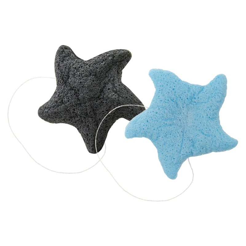 Konjac Sponge Body Scrubber Light Blue Deep Gray 2 Pack Gentle Cleansing For Sensitive Skin - Image 2
