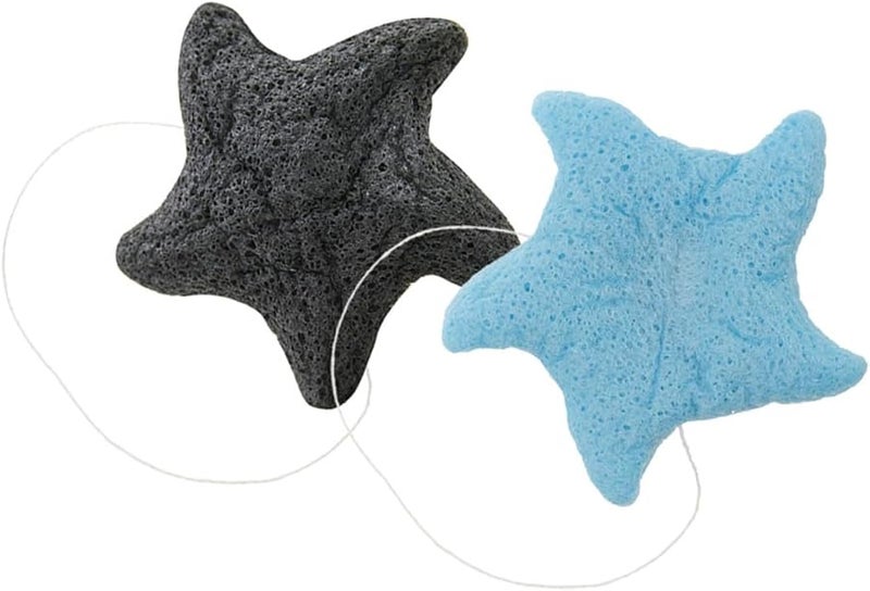Konjac Sponge Body Scrubber Light Blue Deep Gray 2 Pack Gentle Cleansing For Sensitive Skin - Image 1
