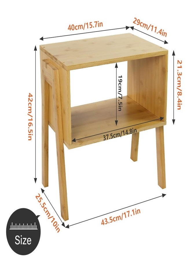 KKTONER Modern Bamboo Nightstands End Tables Bedroom with Storage Small Bedside Table for Living Room Office (Natural) - Image 2