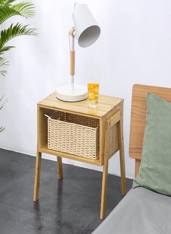 KKTONER Modern Bamboo Nightstands End Tables Bedroom with Storage Small Bedside Table for Living Room Office (Natural) - Image 5