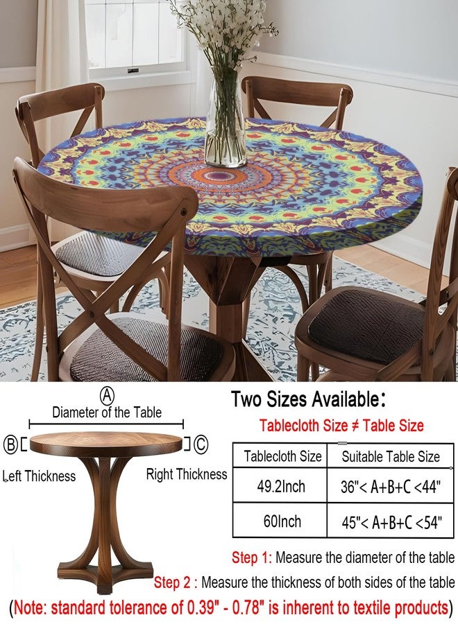 Opstellen Fitted Round Tablecloth Small Mandala Waterproof Patio Table Cloths for 36-44" Tables Travel Vacation Camper Accessories Outdoor Road Trip Must Haves New Home Living Room House Decorations - Image 2