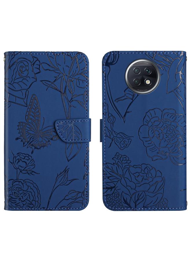 Case For Xiaomi Redmi Note 9 5G Skin Feel Butterfly Peony Embossed Leather Phone Case