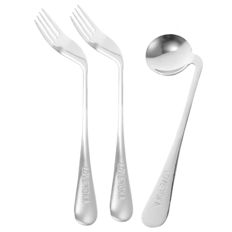 Ergonomic Curved Feeding Spoon And Fork For Elderly And Disabled Users - Image 2