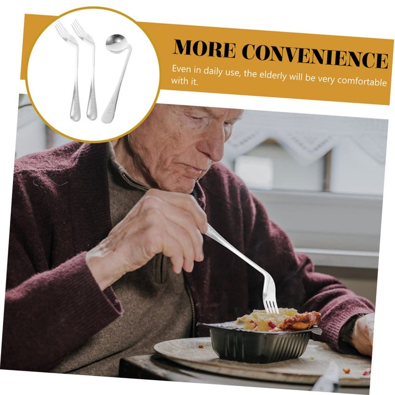 Ergonomic Curved Feeding Spoon And Fork For Elderly And Disabled Users - Image 5