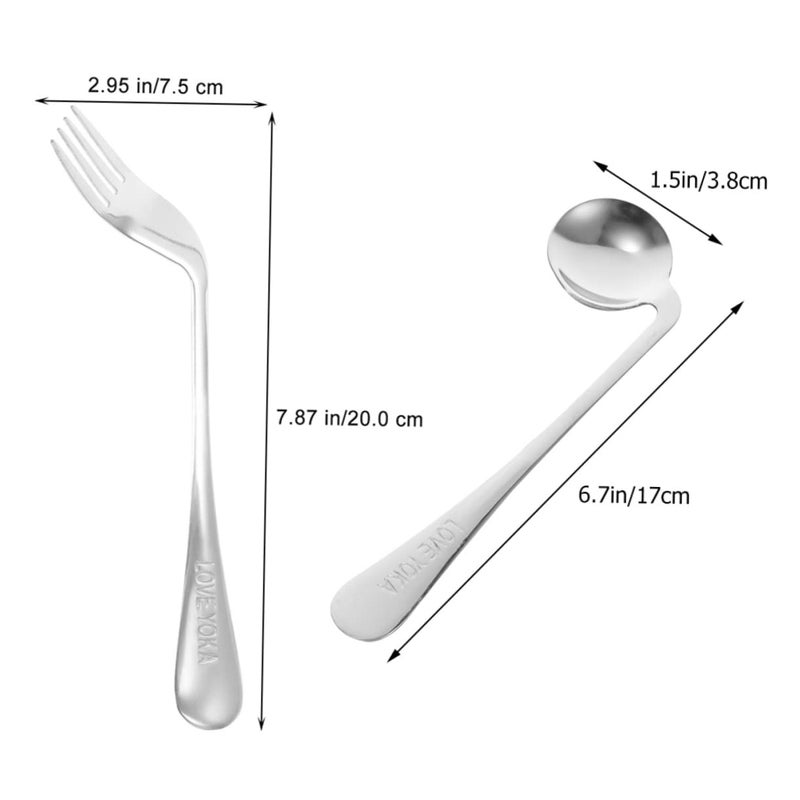 Ergonomic Curved Feeding Spoon And Fork For Elderly And Disabled Users - Image 3
