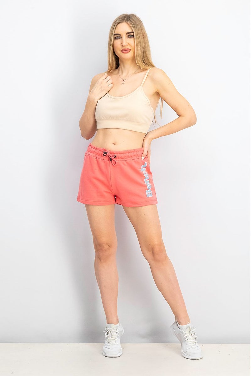 Bench Women Drawstring Brand Logo Shorts, Coral - Image 3