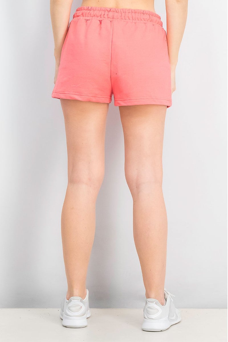 Bench Women Drawstring Brand Logo Shorts, Coral - Image 4