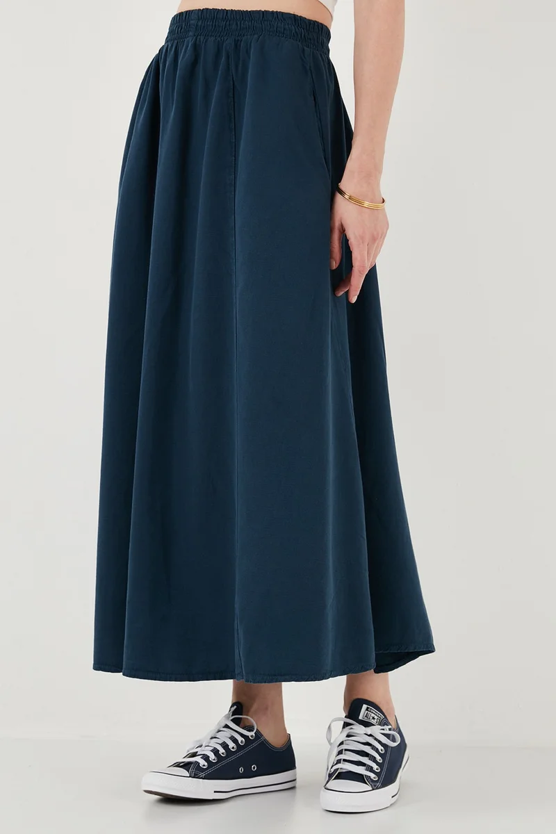 ليلا Modest Cotton and Linen Blend High Waist Pocket Long Oversized Hijab Skirt Women's Skirt 668YP4443