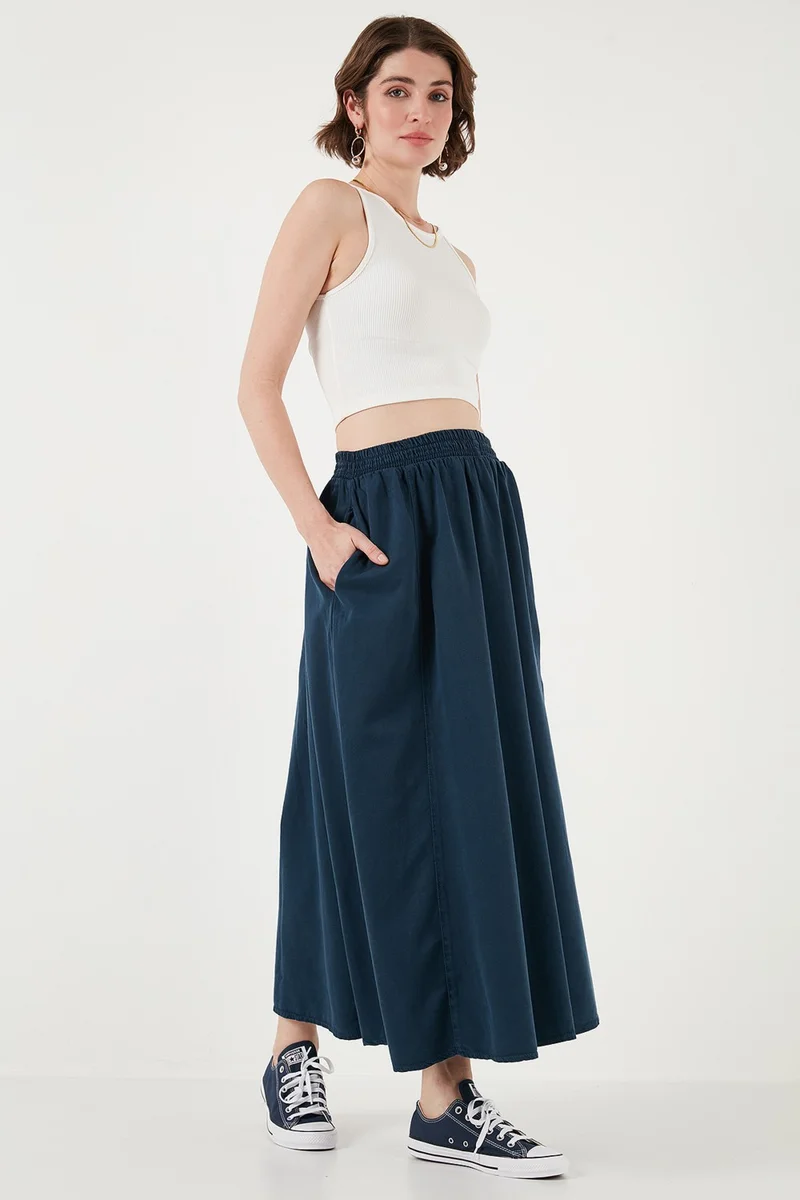ليلا Modest Cotton and Linen Blend High Waist Pocket Long Oversized Hijab Skirt Women's Skirt 668YP4443