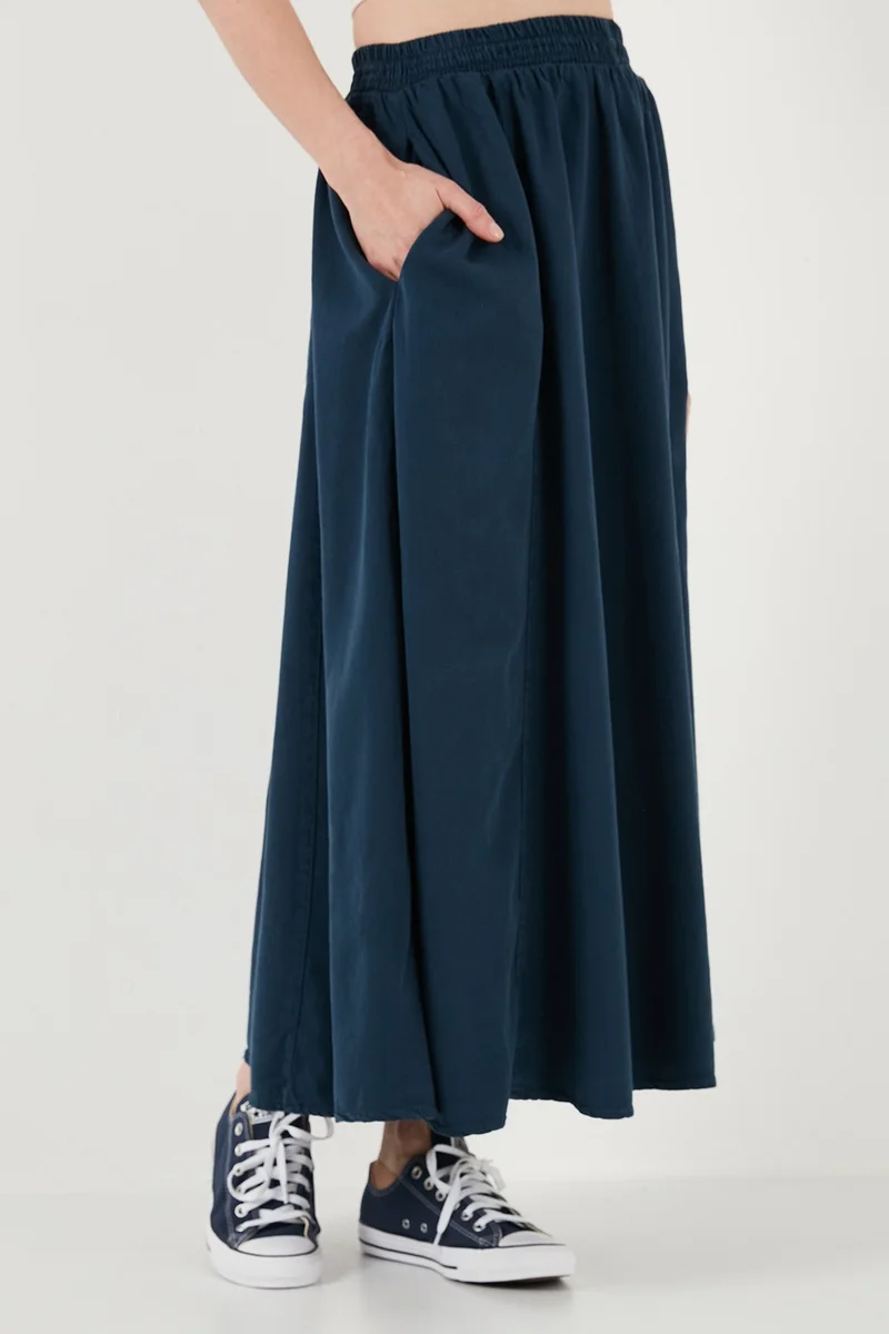 ليلا Modest Cotton and Linen Blend High Waist Pocket Long Oversized Hijab Skirt Women's Skirt 668YP4443