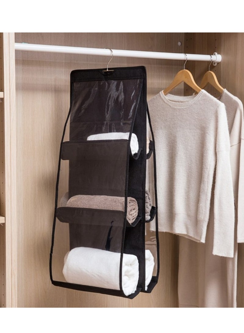 Generic Non-woven bag hanging handbag storage hanging bag Home double-sided six-layer see-through bag hanging bag dust bag  - Image 1
