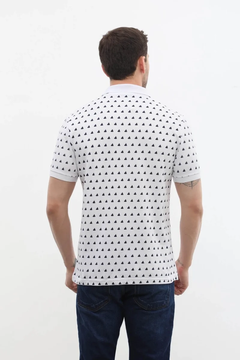 Markapia Man Men's Polo Collar Sail Patterned 100% Cotton T-Shirt