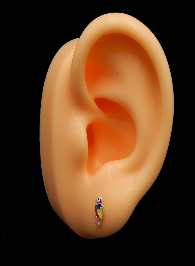 آيسروز أقراط مرصعة من الفضة الإسترليني عيار 925 بتصميم ببغاء صغير ملون 23808 - Image 3